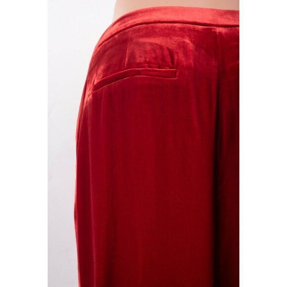 Boden Womens Selwood Velvet Silk Pants UK 8L US4 4L Tall Red Wide Leg NWT - Picture 6 of 9